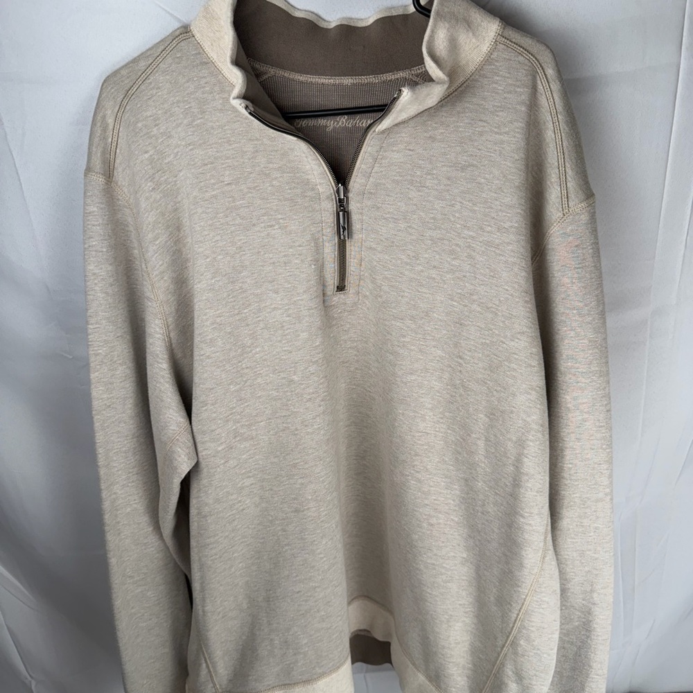 Tommy Bahama Beige Long Sleeve Quarter-Zip Shirt